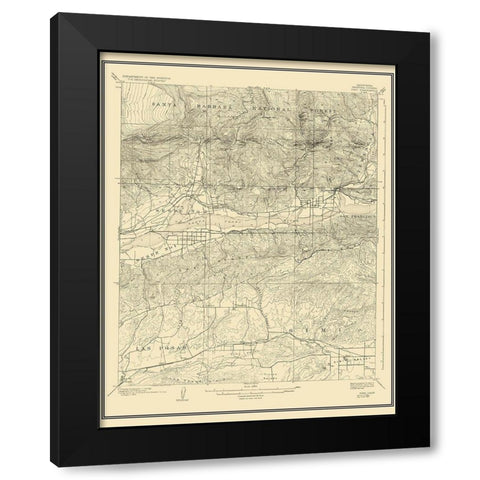 Piru California Quad - USGS 1921 Black Modern Wood Framed Art Print with Double Matting by USGS