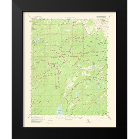 Pinecrest California Quad - USGS 1964 Black Modern Wood Framed Art Print by USGS