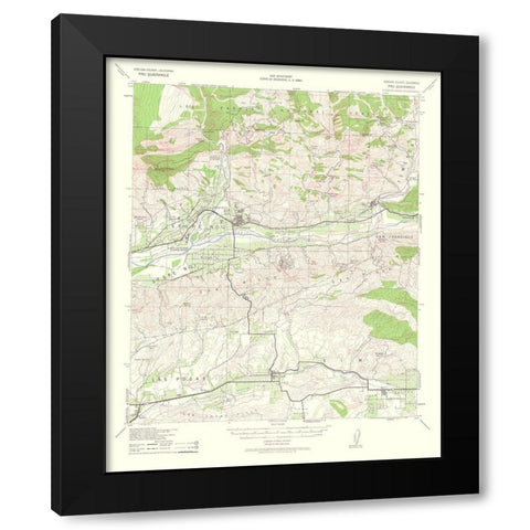Piru California Quad - USGS 1963 Black Modern Wood Framed Art Print with Double Matting by USGS