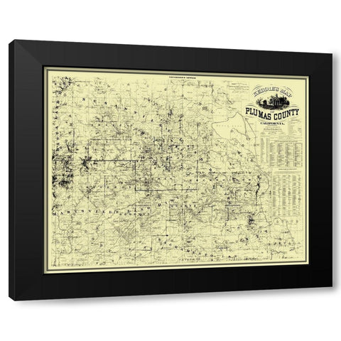 Plumas California Landowner - Keddie 1892 Black Modern Wood Framed Art Print with Double Matting by Keddie