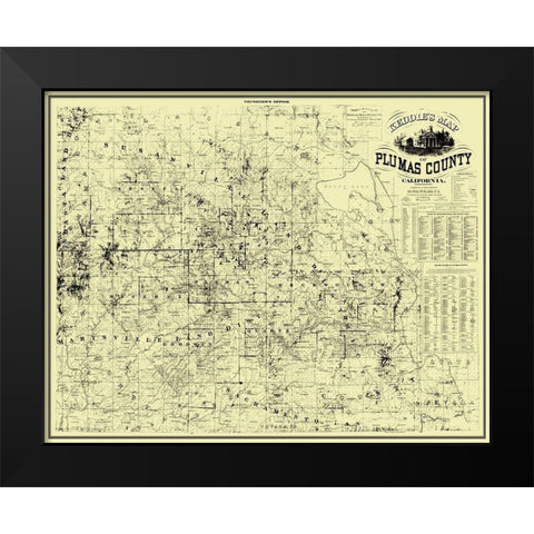 Plumas California Landowner - Keddie 1892 Black Modern Wood Framed Art Print by Keddie