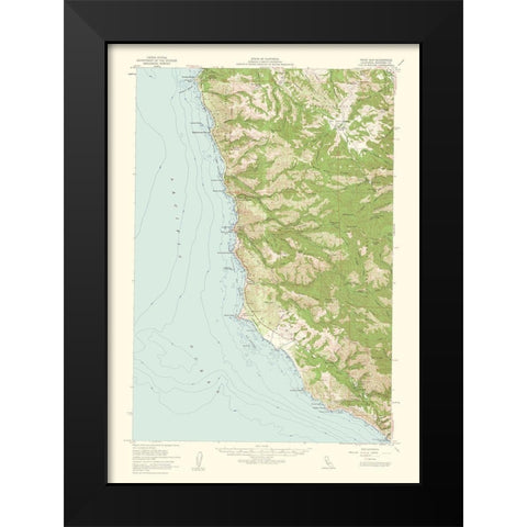 Point Sur California Quad - USGS 1956 Black Modern Wood Framed Art Print by USGS