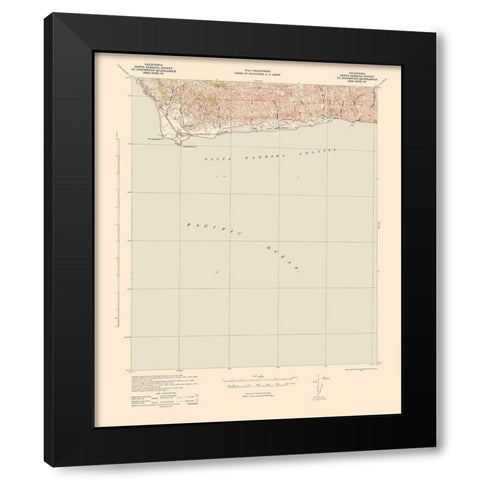 Point Conception California Quad - USGS 1956 Black Modern Wood Framed Art Print by USGS