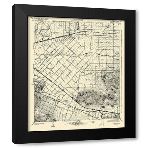 Puente California California Quad - USGS 1927 Black Modern Wood Framed Art Print with Double Matting by USGS