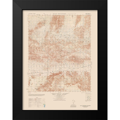 Quail Mountains Sheet - US Army 1948 Black Modern Wood Framed Art Print by US Army