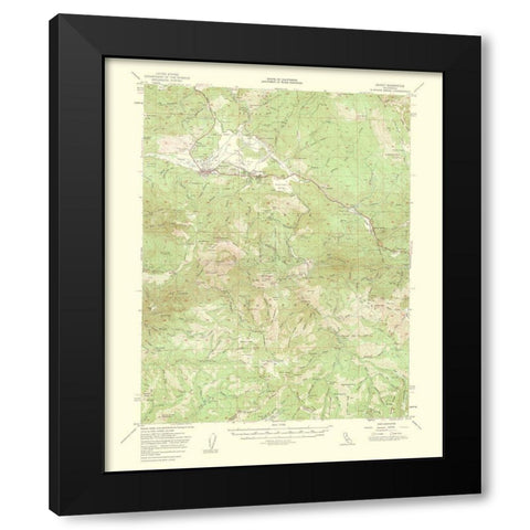 Quincy California Quad - USGS 1956 Black Modern Wood Framed Art Print with Double Matting by USGS
