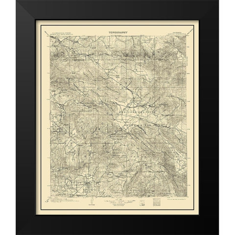 Ramona California Quad - USGS 1903 Black Modern Wood Framed Art Print by USGS