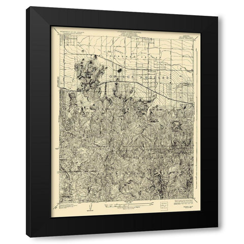 Reseda California Quad - USGS 1928 Black Modern Wood Framed Art Print by USGS