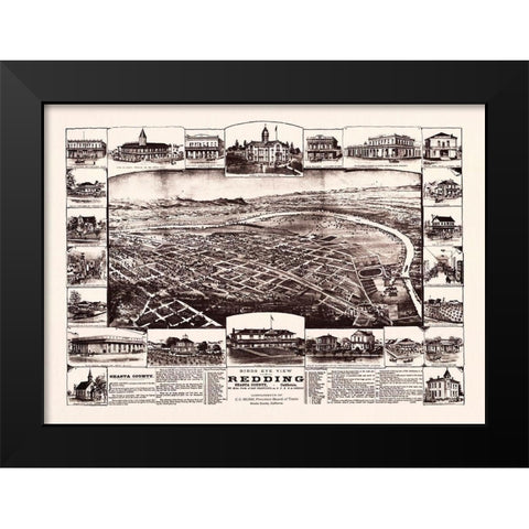 Redding California - Bush 1890 Black Modern Wood Framed Art Print by Bush