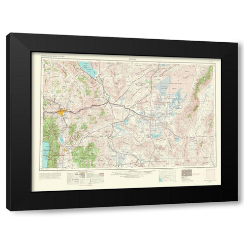 Reno Nevada California Quad - USGS 1967 Black Modern Wood Framed Art Print with Double Matting by USGS