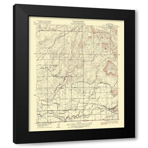 Mt Round California Quad - USGS 1922 Black Modern Wood Framed Art Print by USGS