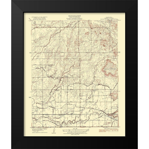 Mt Round California Quad - USGS 1922 Black Modern Wood Framed Art Print by USGS