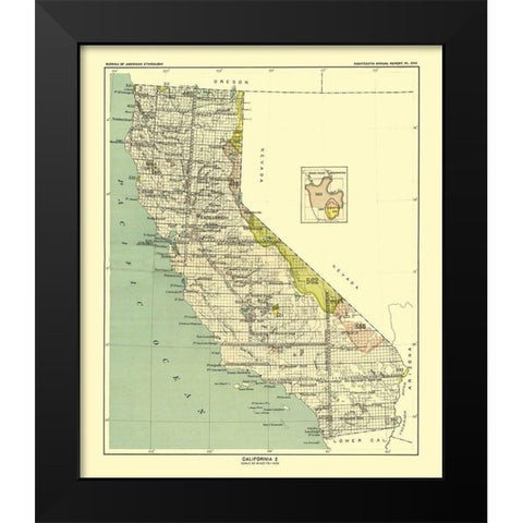 California - Round Valley Reservation - Hoen 1896 Black Modern Wood Framed Art Print by Hoen