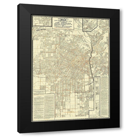 Los Angeles Street Railway Guide - 1908 Black Modern Wood Framed Art Print with Double Matting by Unknown