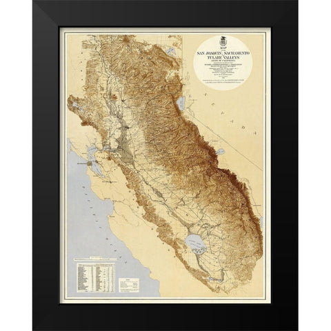 San Joaquin, Tulare Valleys California Black Modern Wood Framed Art Print by US War Dept