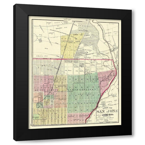 San Jose, 2ndWard California Landowner Black Modern Wood Framed Art Print by Thompson