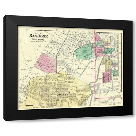 San Jose, 4th Ward California Landowner Black Modern Wood Framed Art Print by Thompson