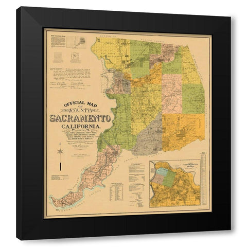 Sacramento California Landowner - Phinney 1911 Black Modern Wood Framed Art Print by Phinney