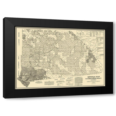 San Bernardino California - Beasley 1892 Black Modern Wood Framed Art Print with Double Matting by Beasley