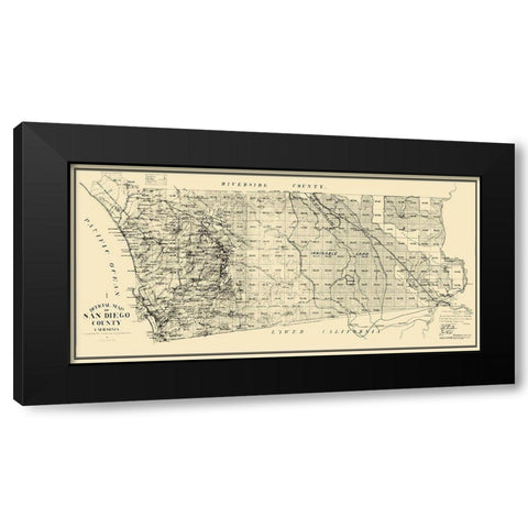 San Diego California Black Modern Wood Framed Art Print with Double Matting by Unknown