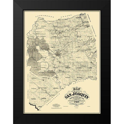 San Joaquin California Landowner - Compton 1895 Black Modern Wood Framed Art Print by Compton