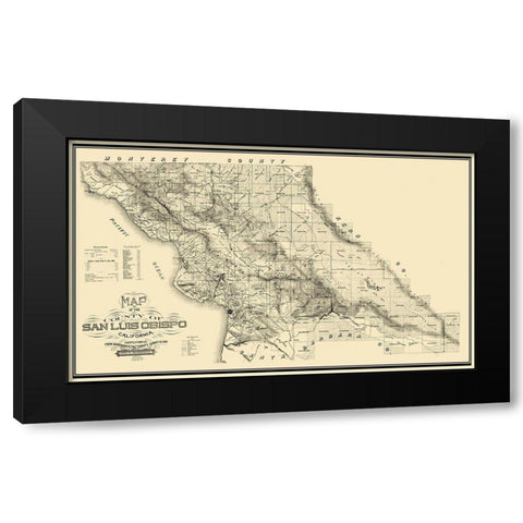 San Luis Obispo California - Henderson 1890 Black Modern Wood Framed Art Print with Double Matting by Henderson
