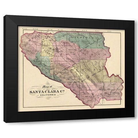Santa Clara California - Thompson 1876 Black Modern Wood Framed Art Print with Double Matting by Thompson