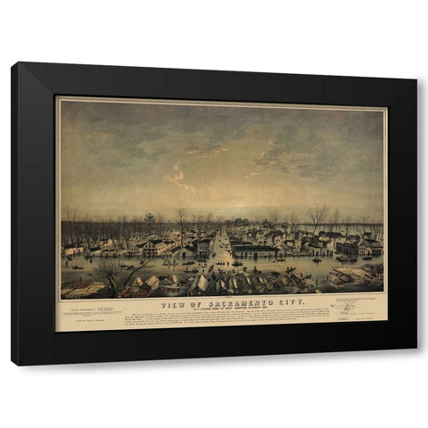 Sacramento California - Bainbridge 1850 Black Modern Wood Framed Art Print with Double Matting by Bainbridge