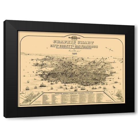 San Francisco California - Marriott 1875 Black Modern Wood Framed Art Print with Double Matting by Marriott