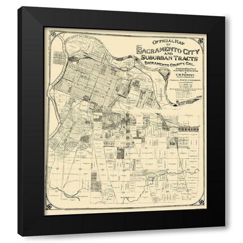 Sacramento California - Anderson 1908 Black Modern Wood Framed Art Print by Anderson
