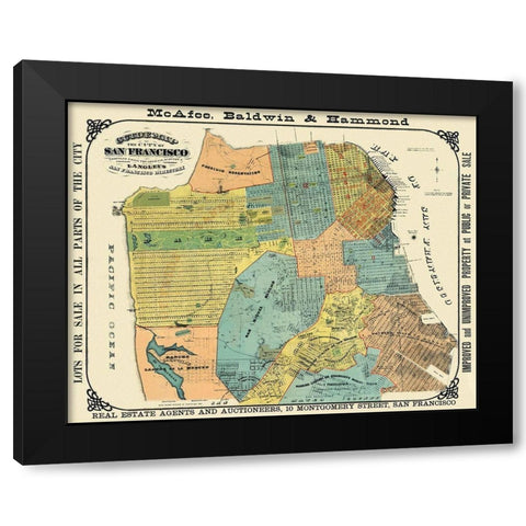 San Francisco California Guidemap - Wilbur 1890 Black Modern Wood Framed Art Print with Double Matting by Wilbur