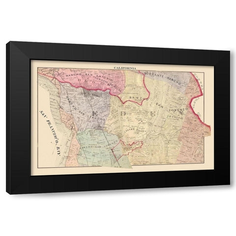 San Leandro, San Lorenzo California Landowner Black Modern Wood Framed Art Print with Double Matting by Thompson