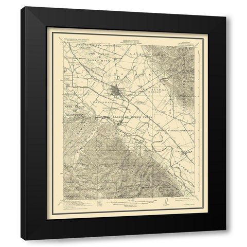Salinas California Quad - USGS 1912 Black Modern Wood Framed Art Print by USGS