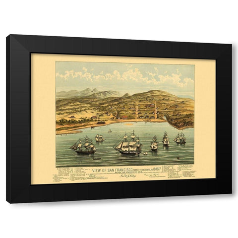 San Francisco California - Bosqui 1847 Black Modern Wood Framed Art Print by Bosqui