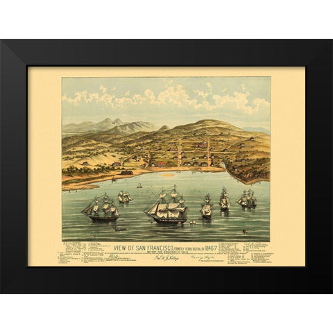 San Francisco California - Bosqui 1847 Black Modern Wood Framed Art Print by Bosqui