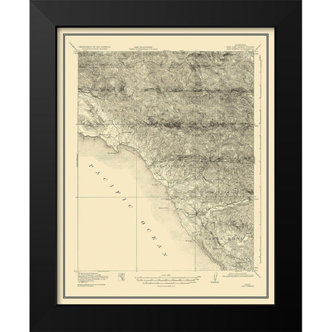 San Simeon California Quad - USGS 1919 Black Modern Wood Framed Art Print by USGS