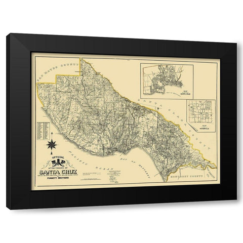 Santa Cruz California Landowner - Punnett 1906 Black Modern Wood Framed Art Print with Double Matting by Punnett