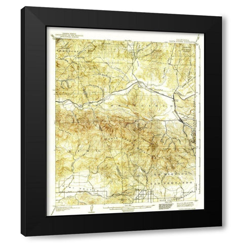 Santa Susana California Quad - USGS 1903 Black Modern Wood Framed Art Print by USGS