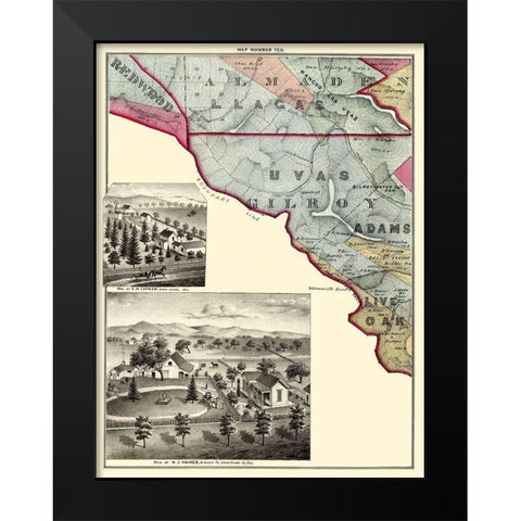 Santa Clara California Landowner - Thomas 1876 Black Modern Wood Framed Art Print by Thomas