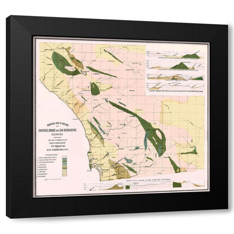Southern Counties California Geological Black Modern Wood Framed Art Print by Fairbanks