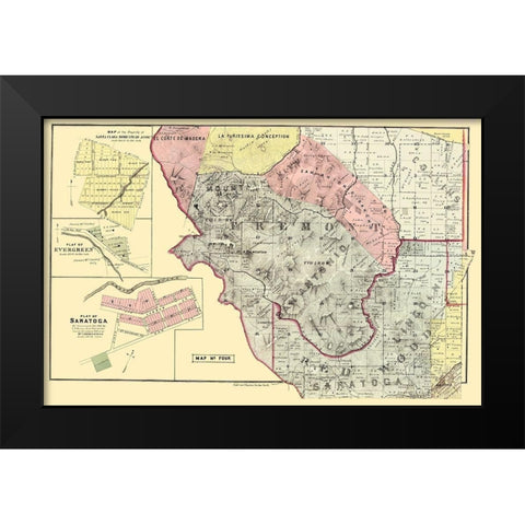 Santa Clara California Landowner - Thomas 1876 Black Modern Wood Framed Art Print by Thomas