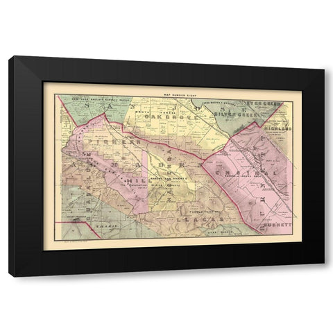Santa Clara West Central California Landowner Black Modern Wood Framed Art Print with Double Matting by Thomas