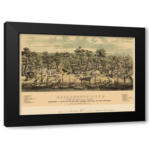 Sacramento California - Stringer 1850 Black Modern Wood Framed Art Print by Stringer