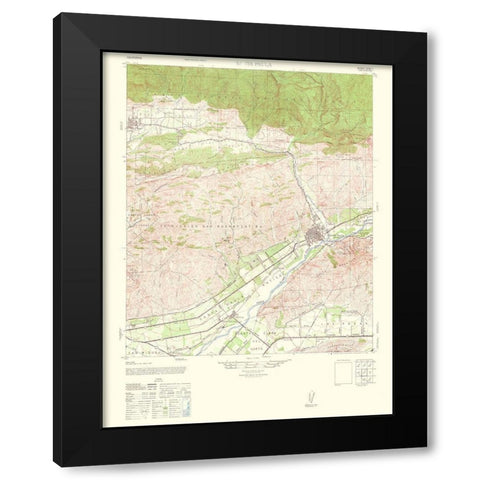 Santa Paula California Quad - USGS 1964 Black Modern Wood Framed Art Print by USGS