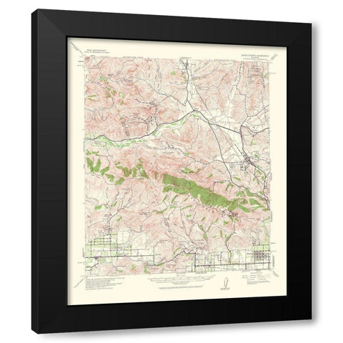 Santa Susana California Quad - USGS 1964 Black Modern Wood Framed Art Print by USGS
