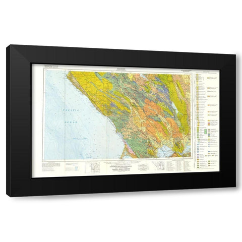 Santa Rosa Sheet California Mines - Koenig 1958 Black Modern Wood Framed Art Print by Koenig