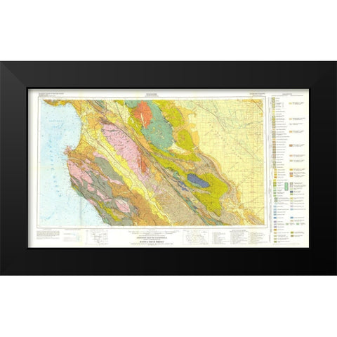 Santa Cruz Sheet California Mines - Jennings 1955 Black Modern Wood Framed Art Print by Jennings