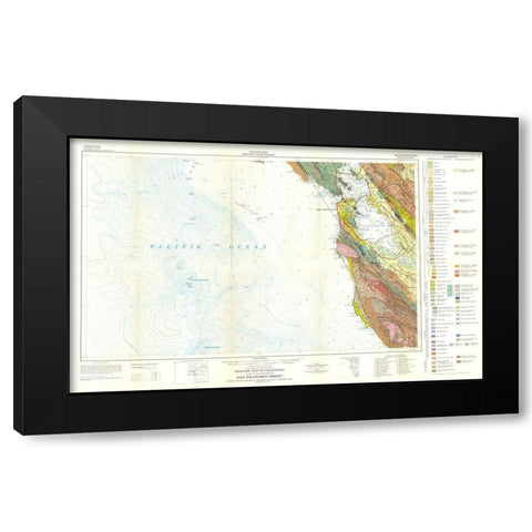 San Francisco Sheet California Mines Black Modern Wood Framed Art Print by Jennings