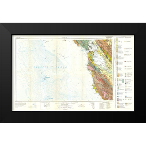 San Francisco Sheet California Mines Black Modern Wood Framed Art Print by Jennings