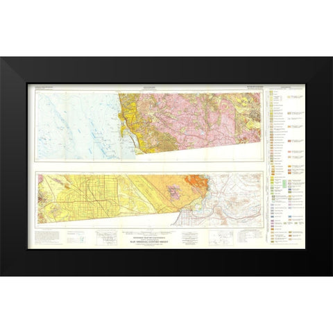 San Diego El Centro Sheet California Mines Black Modern Wood Framed Art Print by Strand